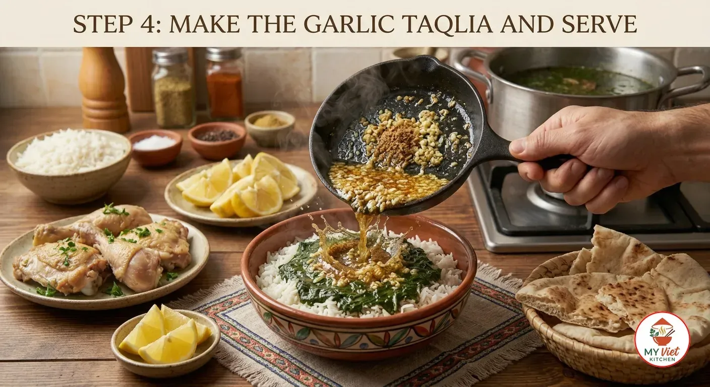 Step 4- Make the Garlic Taqlia and Serve