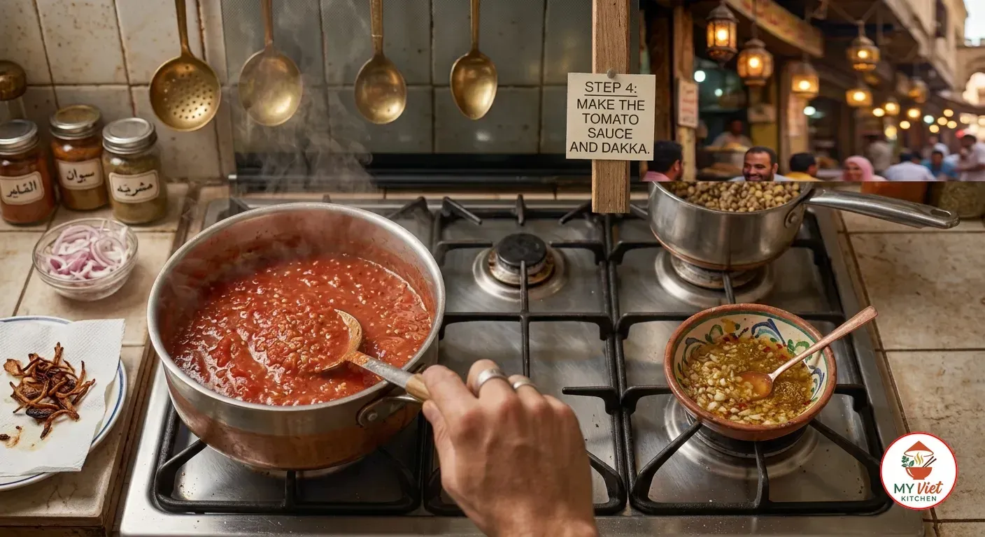 Step 4- Make the Tomato Sauce and Dakka