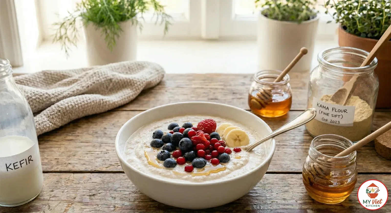 Step 4- Mix Kama with Kefir and Serve