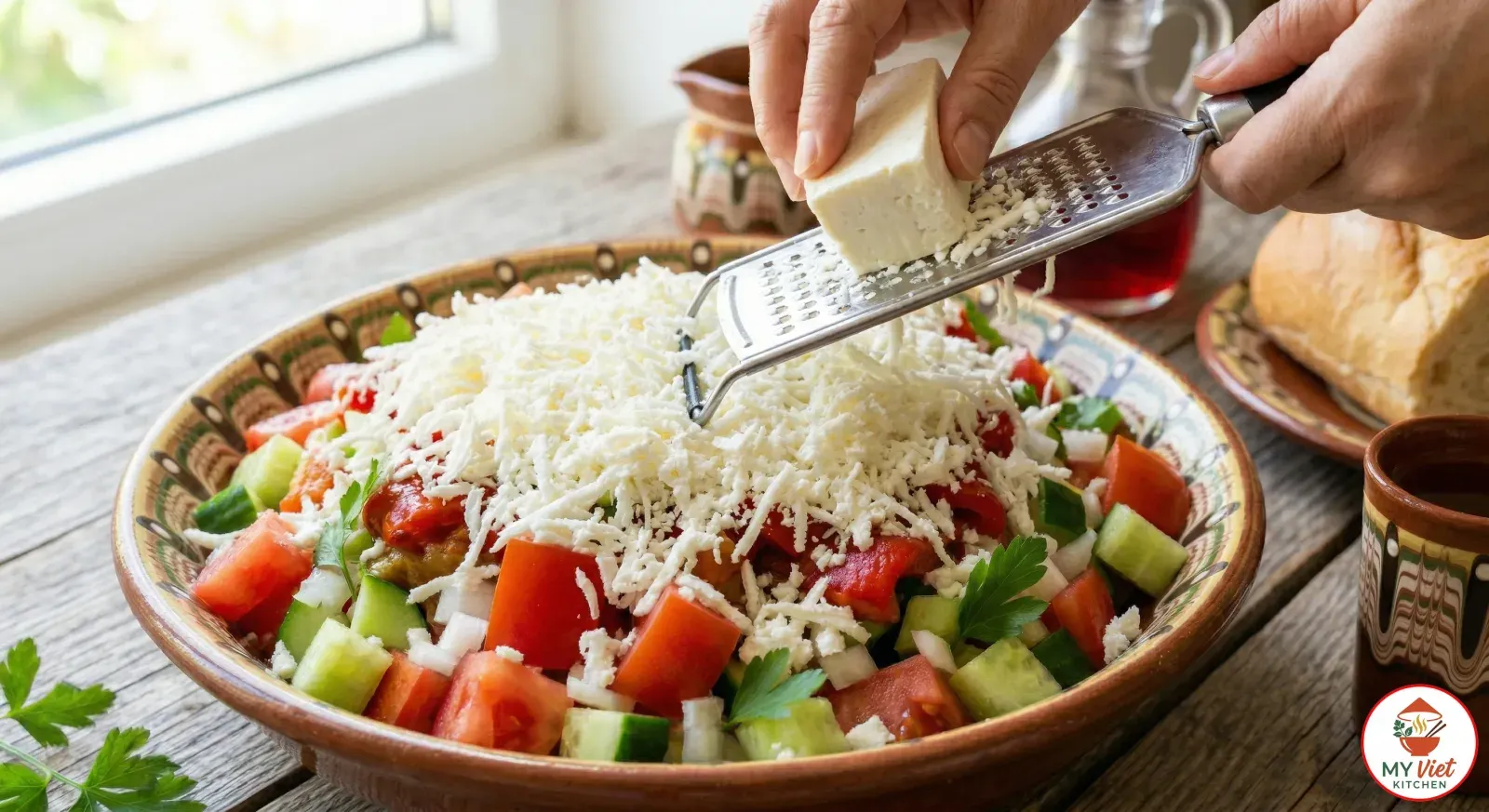 Step 4- Top with Grated Sirene Cheese