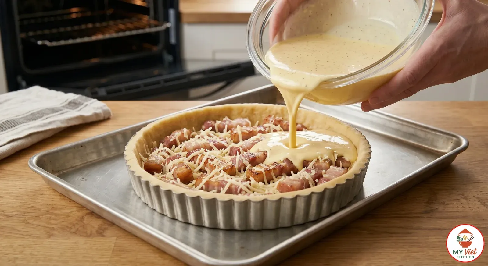 Step 5- Assemble and Bake the Quiche