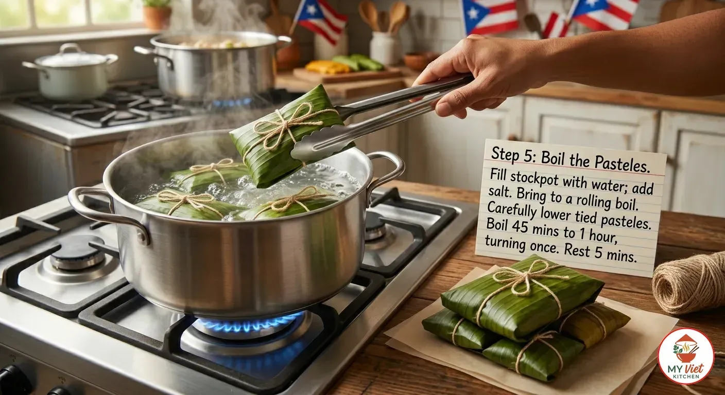 Step 5- Boil the Pasteles