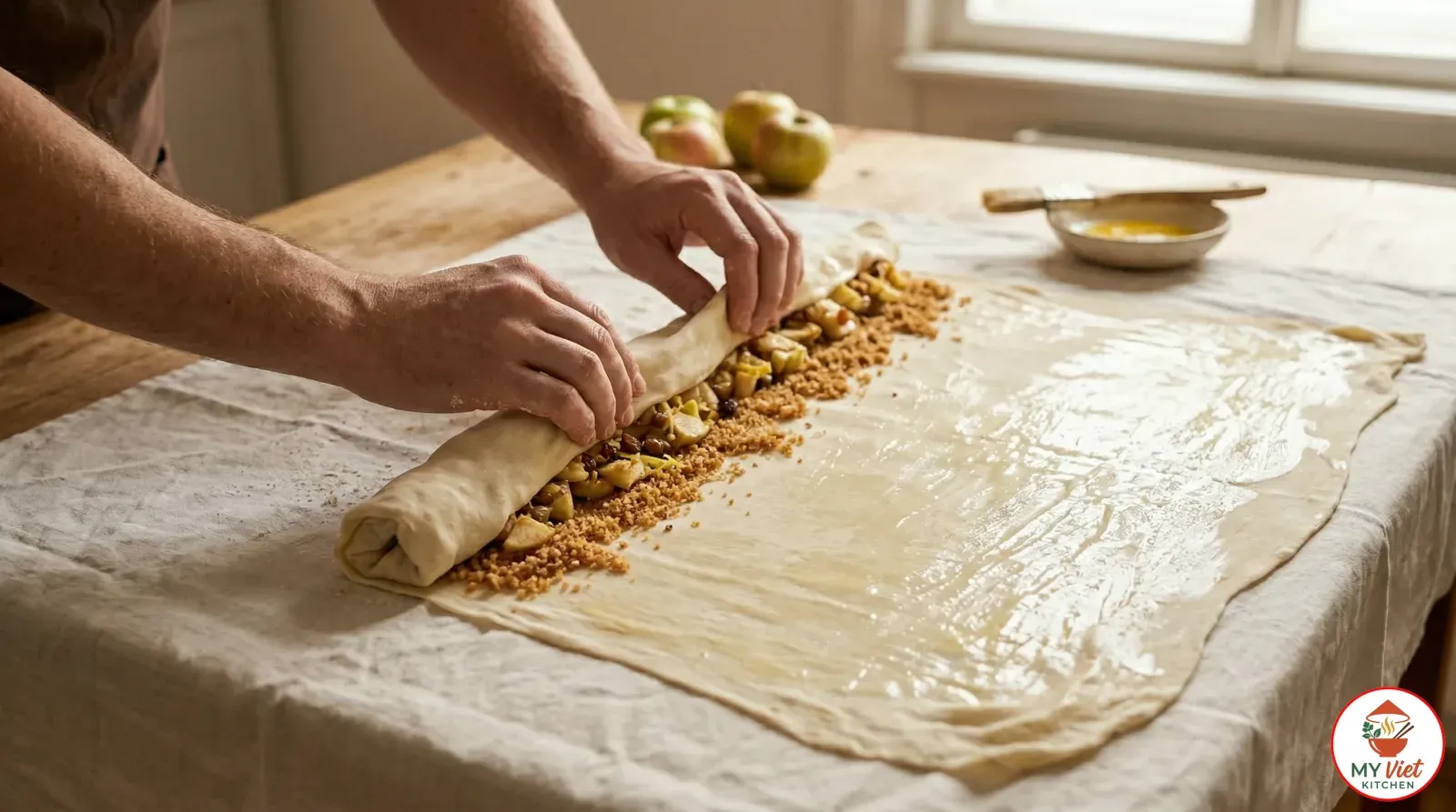 Step 5- Fill and Roll the Strudel