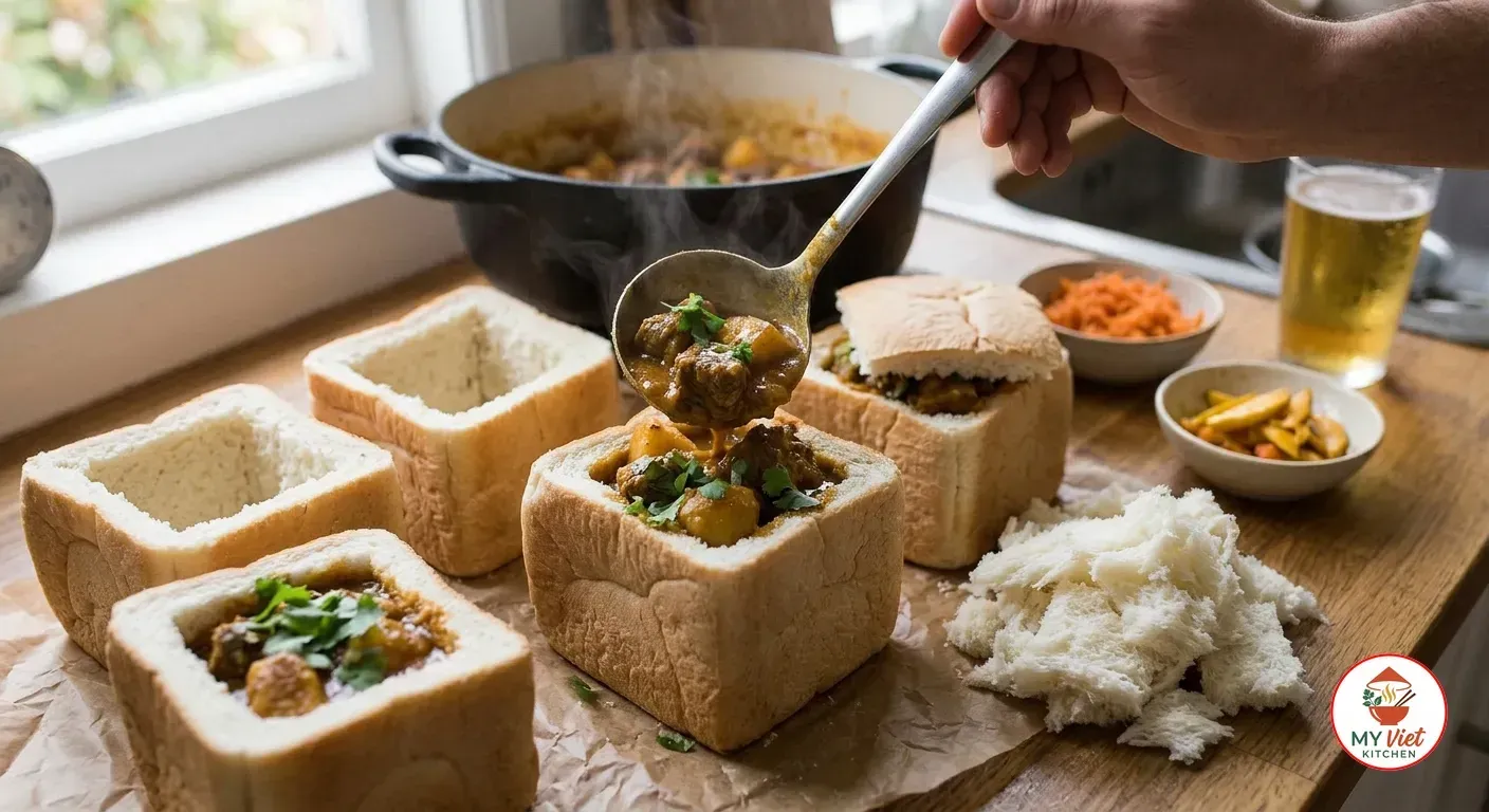 Step 5- Fill and Serve the Bunny Chow