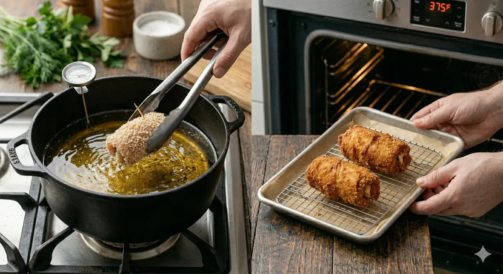 Step 5- Fry and Bake the Chicken Kyiv