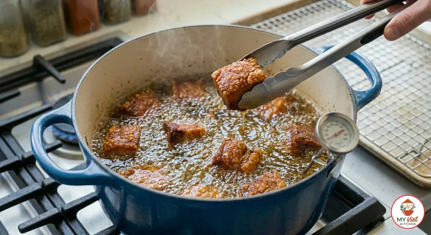 Step 5- Fry the Pork Until Crispy