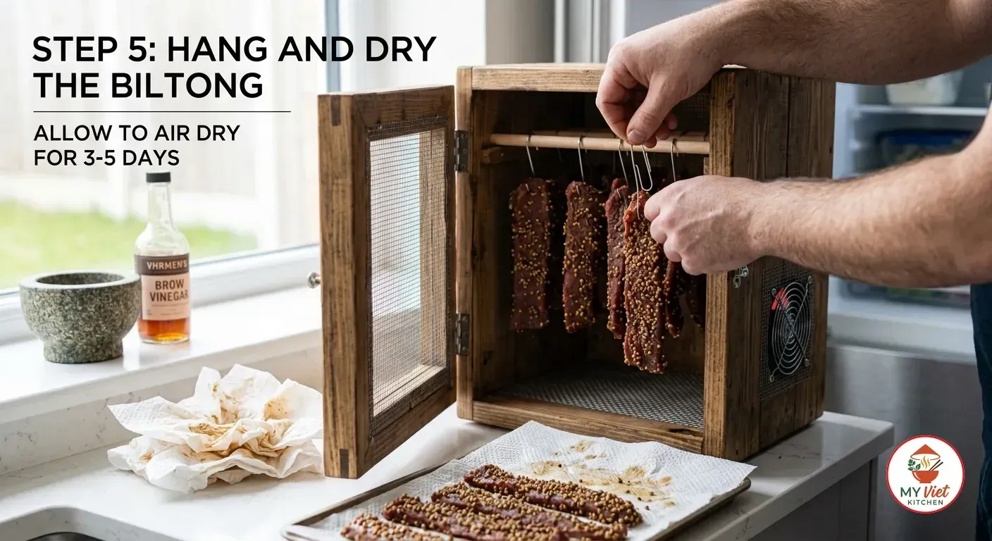 Step 5- Hang and Dry the Biltong