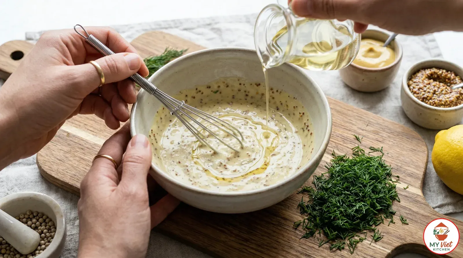 Step 5- Make the Mustard Dill Sauce