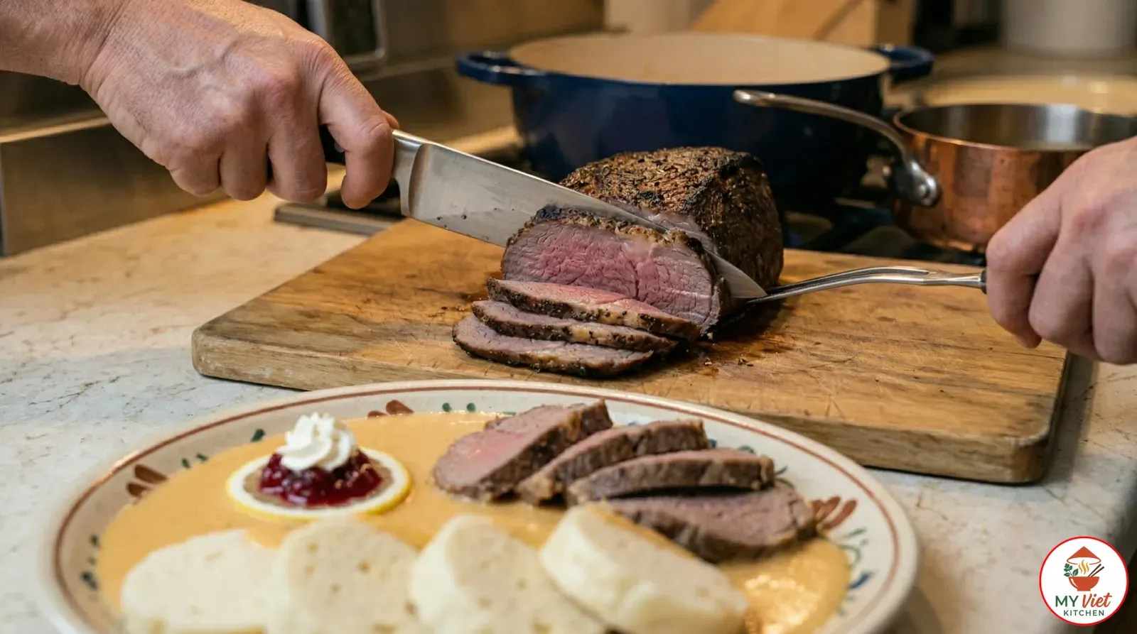 Step 5- Slice and Serve with Traditional Garnishes