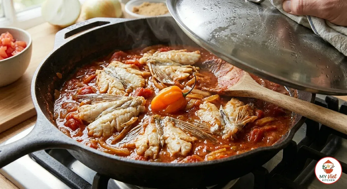 Step 5- Steam the Flying Fish in the Sauce
