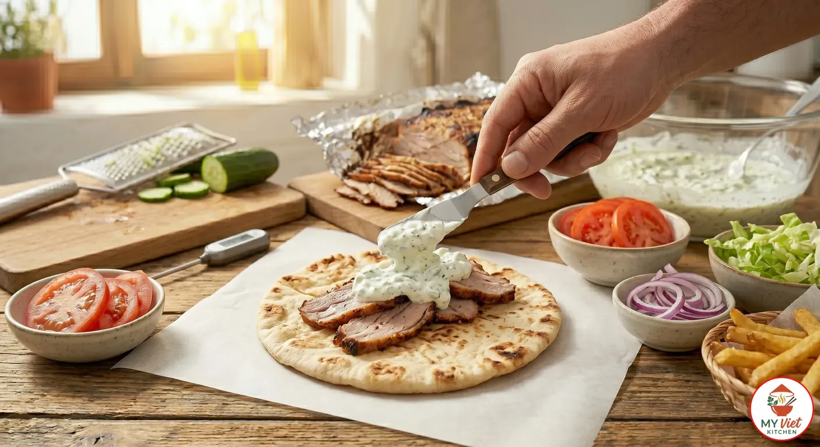 Step 5- Warm the Pita and Assemble