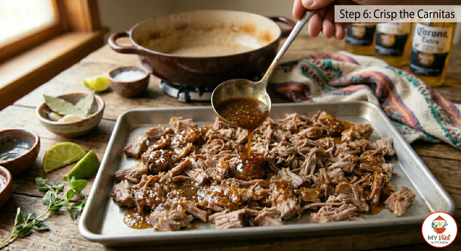Step 6- Crisp the Carnitas