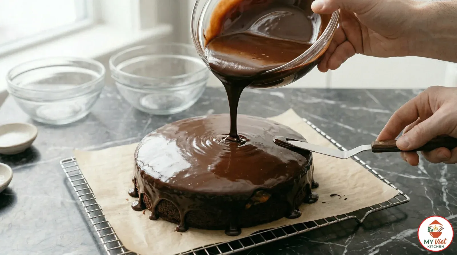 Step 6- Pour the Chocolate Glaze