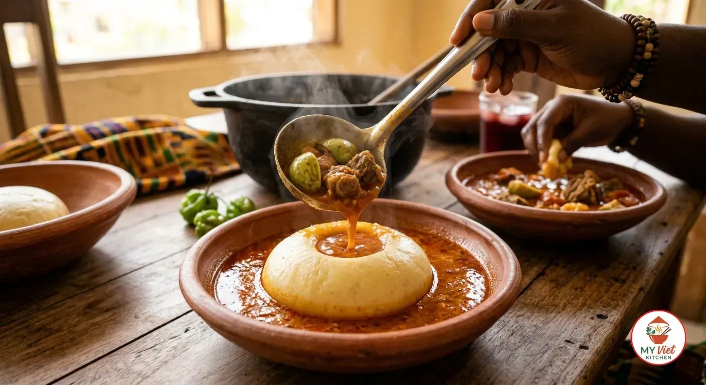 Step 6- Serve the Fufu with Soup
