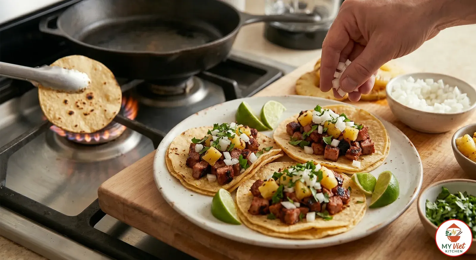 Step 6- Warm the Tortillas and Assemble