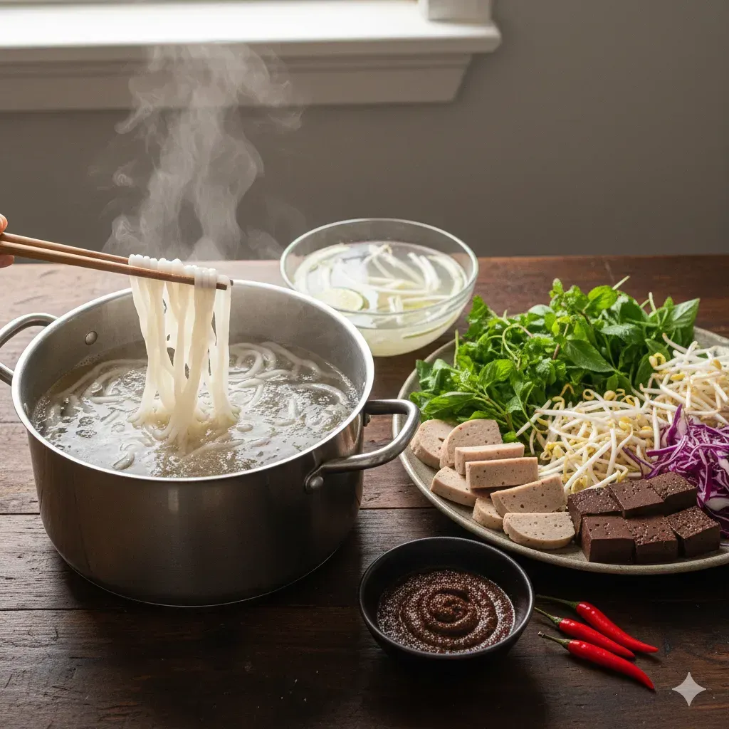 Step 6: Prepare the Noodles and Toppings